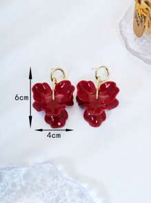 1 par de Pendientes retro de pétalos rojos largos de acrílico, pendientes personalizados de moda para mujeres y niñas para fiestas, bodas, cumpleaños y aniversarios, regalo de joyería