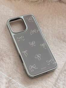 Lekkie i luksusowe etui na telefon z motywem kokardy, 1 szt., z galwanizowaną krawędzią z żywicy, kompatybilne z 'em serii 16/15/14/13, wodoodporne, odporne na wstrząsy, odporne na upadki i zarysowania. - Popiół - Zobacz 7