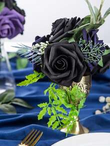 5/10/15/20/25/30 piezas Rosas falsas reales con tallos, para ramos de boda DIY, decoración del centro de regalo nupcial, decoración de mesa de fiesta, decoración del hogar, decoración de oficina, decoración de cafetería, regalo del Día de San Valentín, regalo de cumpleaños, regalo del Día de la Madre, empaque de bolsa OPP (caja no incluida), incluye dos hojas - Multicolor - Ver 3