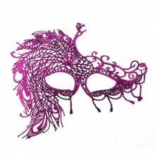 Vintage Ladies Lace Mask Halloween Prom Princess Gilded Big Peacock Mask - Multicolor - View 7