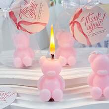 Conjuntos de velas Vickyo 10/20, lembrancinhas para chá de bebê, conjuntos de velas de urso, mini velas azuis/rosa de urso com cartões de agradecimento e sacolas de presente, vela perfumada para chá de bebê, revelação de gênero, festa de aniversário, convidados de casamento, presente, decoração de casa