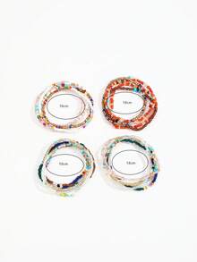 20pcs/Set Colorful Dopamine Beaded Stretch Bracelets Assorted Bead Colors - Multicolor - View 6