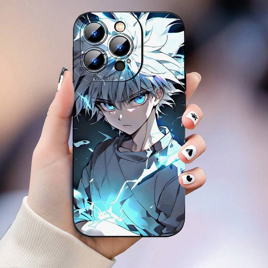 Anime Handsome Guy Shockproof Lens Protective Phone Case, TPU Black Phone Accessory Suitable For Iphone 11/12/13/14/15/16 Pro Max Or Plus Series Phone Case Gift.Galaxy S22/S23/S24 Fe S24 Plus/S25 Ultra/ - Black - View 1