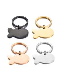 Customized Stainless Steel Mirror Goldfish Pet Keychain Creative Gift DIY Laser Engraved Smooth Hanging Tag - Multicolor - View 7