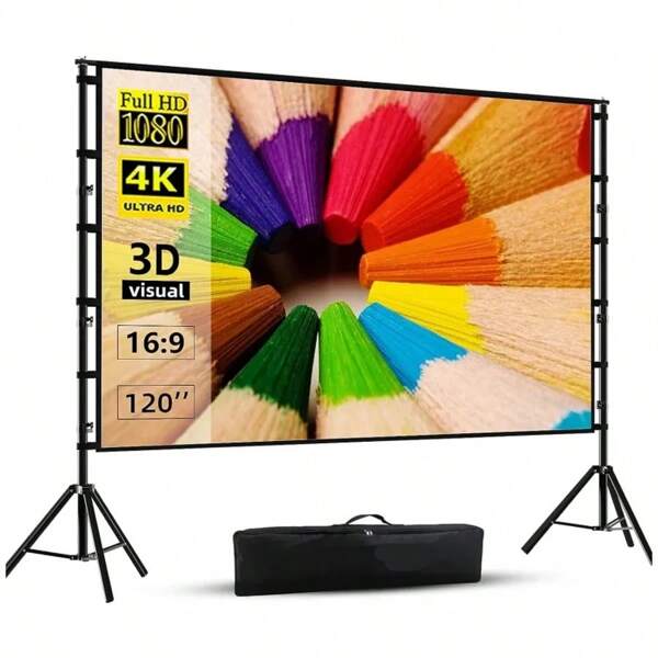 GAINVANE Hot Selling Items In The Middle EastPortable Projector Screen, 16:9 4K HD Wrinkle-Free Polyester Matte Screen With 160° Viewing Angle, Supports Front & Rear Projection, Lightweight And Easy To Assemble