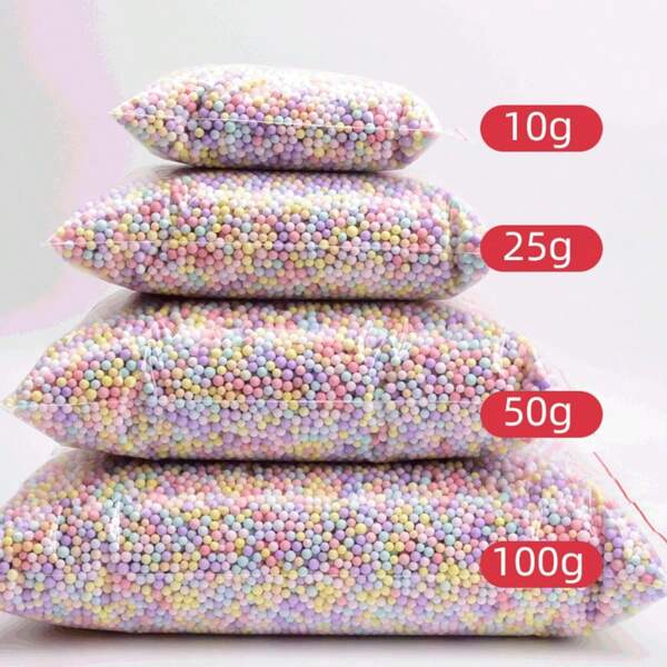 10g/25g/50g/100g Boules de mousse colorées de 4 mm à 6 mm, adaptées pour le remplissage et la décoration de bouteilles en verre, le remplissage et la décoration de bouteilles à souhaits, le remplissage et la décoration de boîtes cadeaux, ainsi que divers remplissages et décorations de cadeaux