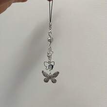 Y2K Style Originative Design Silver & Black Silver Butterfly Metal Beads Chain Charm, Fit For Bag, Phone, Keychain, Necklace - Silver - View 3