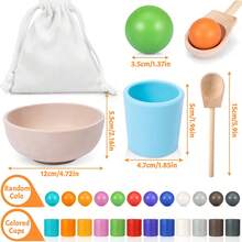 Baby Montessori Wooden Toy Rainbow Ball And Cups Color Sorting Games For Learning Color Sorting And Counting,Fine Motor Early Education Learning Toys Gifts For Children(Random Style)(Random Color) - Multicolor - View 3