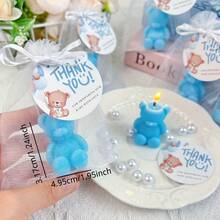 Conjuntos de velas Vickyo 10/20, lembrancinhas para chá de bebê, conjuntos de velas de urso, mini velas azuis/rosa de urso com cartões de agradecimento e sacolas de presente, vela perfumada para chá de bebê, revelação de gênero, festa de aniversário, convidados de casamento, presente, decoração de casa