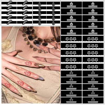 5片装现代设计迷你曼陀罗临时手指纹身贴纸