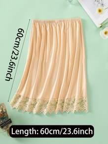 3 Pieces/2 Pieces/1 Piece, Multi Specification, Multi-Color, Solid Color, Spring And Summer Styles, Anti Transparency And Anti Light Medium Long Skirt, Inner Lining Skirt, Lace Bottom, Anti-Static Skirt, Elastic Waistband Suitable For Slightly Overweight Girls, Suitable For Daily Wear Summer, School Fall, Autumn, Halloween