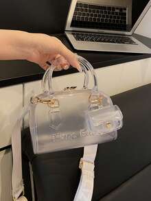Conjunto de 2 bolsos de hombro ajustables transparentes de gelatina para playa, ideales para viajes, ir a la escuela, ir al trabajo, para empleados y para uso diario. - Multicolor - Ver 1