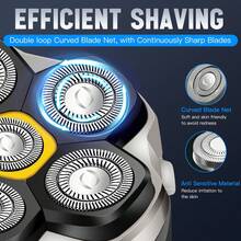 1pc Rotary Electric Shaver Six Heads Facial USB Rechargeable Men's Grooming Kit Bald Hair Cutter For Men - Grey - View 5