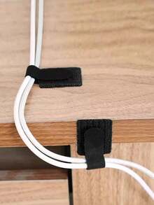 10/20/50pcs Cable Organizer Ties Cord Management Straps, Multi-Functional Cable Ties For Computer Cable Management, Desk Wire Rack, Wire Organizer, Hook And Loop Cable Ties - Black - View 9