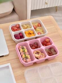1pc Lunch Box, Portable 5-Compartment Food Sealed Container With Lid, Leak Proof Food Storage Box, For Back To School, Class, College, Office, Camping And Picnic, School Supplies, Kitchen Organizers And Storage, Kitchen Accessories