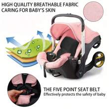 Baby Stroller With A Bag, Without Latch Base, Stroller For Newborn, Multi Functional Newborn Stroller, Toddler Stroller With Reversible Stroller Seat, Pink