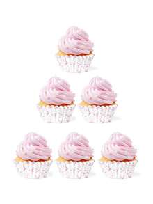 50/75/100个粉色蝴蝶结防油蛋糕纸托，薛媚娘纸托耐高温蛋糕纸杯，防油纸杯，烘焙蛋糕纸杯，粉色派对蛋糕甜品纸杯，婚礼派对蛋糕纸杯，情人节母亲节蛋糕纸杯，