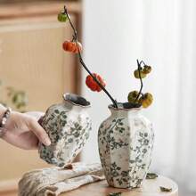 Rustykalny zabytkowy ceramiczny wazon na kwiaty, nowy chiński styl świeży i prosty kwiatowy uchwyt na wodę do salonu, gabinetu, biura