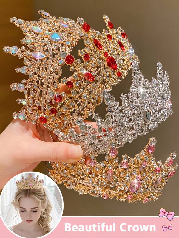 1 pieza Diadema con corona multicolor, regalo para niñas para usar en fiestas de cumpleaños y ceremonias
