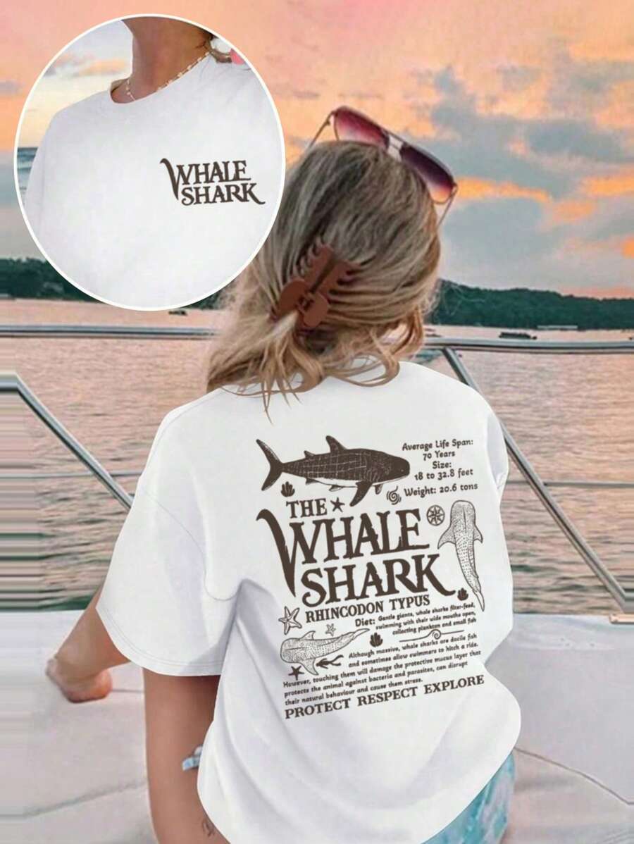 Una camiseta casual de cuello redondo y manga corta con estampado para niñas y niños pequeños en verano - Una camiseta con temática de ballena ballena que inspira la imaginación y la autoexpresión, con un estilo artístico que explora el mundo oceánico. Ropa para niñas, blusas gráficas de verano, ropa de niña preadolescente
