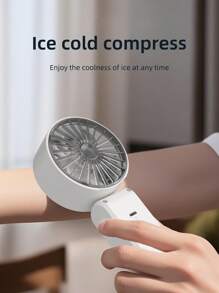 Mini ventilateur de refroidissement numérique portable, pack de glace de refroidissement à semi-conducteur, ventilateur de poche/bureau/cou 3 en 1, 100 vitesses, batterie 2000 mAh, flux d'air à large angle, protection multi-AI, adapté pour l'extérieur/intérieur/école, multi-fonction avec cordon