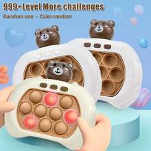 全新原装快推游戏机一套，布朗熊爆烦人泡泡，电子热门游戏，4种模式，耐光抗压玩具，成人及青少年礼盒装（部分配件款式颜色随机），圣诞礼物，卡通打地鼠热门玩具，复活节派对玩具及礼品 - 棕色 - 查看 3