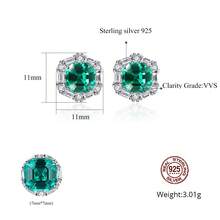 GGRUO 1Pair 925 Sterling Silver Green Geometric Studs Fashionable Exquisite Gemstone Earrings Sparkling Jewelry For Women Girls Daily Party Accessories Valentine's Day