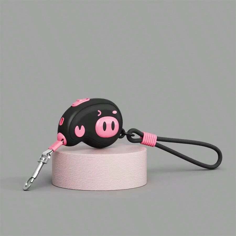 8.2 英尺可伸缩狗绳，带自动刹车和自由设计 - 适合小型/中型犬，可爱的卡通猪和花卉图案，耐用的 ABS 材料，符合人体工程学的手柄，散步，可伸缩狗绳，活泼的狗设计，坚固的手柄