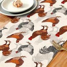 1 pieza Camino de mesa con diseño de gallo impreso, 4/6/8 piezas Manteles individuales con diseño de gallo impreso, adecuado para vacaciones, fiestas, cumpleaños, cenas, decoración de mesa de cocina y comedor, decoración del hogar y la vida en todas las estaciones