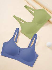 3pcs Wireless Soft Cup Seamless Lightly Padded Bras For Women, Backless Invisible Undergarment Bras, Lightweight For Summer - Multicolor - View 7