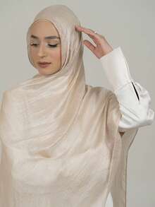 1pc Women's Plain Soft & Lustrous Muslim Hijab Scarf - Multicolor - View 1