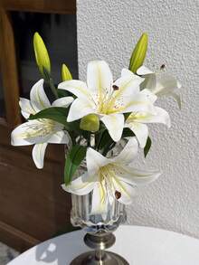 1/2/3/5/6 件丝绸橡胶人造百合花，高 33 厘米，适用于插花、家居装饰、花瓶、花园、窗台、婚礼、派对、感恩节、父亲节，高品质假花