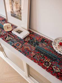 قطعة واحدة من الجاكار المزود بشرابة ، مناسب لزينة غرفة المعيشة والنوم وغرفة الطعام ، لمفرش الطاوله اليومي والأعياد - متعدد الألوان - مشاهدة 10