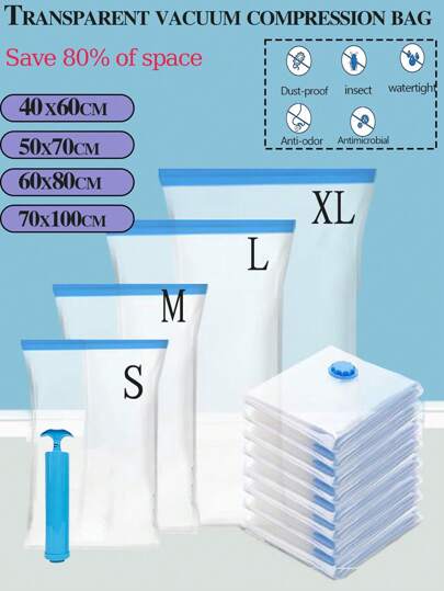 1/3/5/6/9/10 Pcs Vacuum Storage Bags, Modern Home Vacuum Compression Bags, Sealed Moving Bags, Large Capacity Storage, Travel Vacuum Organizer, Vacuum Sealing Bags With Double Zipper & Triple Seal Turbo Valve, Foldable For Maximum Space Saving, Suitable For Seasonal Clothes, Coats, Shirts, Dresses