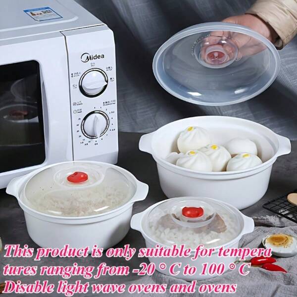 1pc Microwave Bowl With Lid, Heating Bowl, Food Plastic Material, Lunch Box, Lunch Box, Plate Container