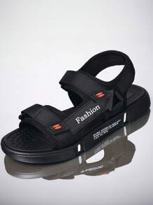 1 Pair Ins Style Teenager Beach Sandals, Hook And Loop Closure Breathable Non-Slip Soft Sole, Summer Beach Holiday Fashion Shoes