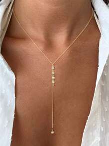 1 pezzo Collana a Y in oro con diamanti di moda e sexy per donna, collana lunga scintillante in oro per ragazze, gioiello di lusso per feste, adatta per uso estivo, spiaggia, vacanza, viaggi, da indossare a feste e come regalo per la mamma