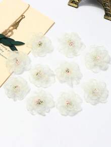 10 bông hoa gạc trong suốt mô phỏng tự làm phụ kiện thủ công cho giày dép, mũ, kẹp tóc, mũ đội đầu, phụ kiện trang trí quần áo, vật liệu hoa gạc, thích hợp để trang trí trong mọi mùa - rất thích hợp cho ngoài trời, phòng khách, họp mặt gia đình, Halloween, Phục sinh, trang trí hoa đa chức năng | Thiết kế cánh hoa tinh tế | Hoa nhân tạo bền, trang trí hoa - Nhiều màu - Xem 9