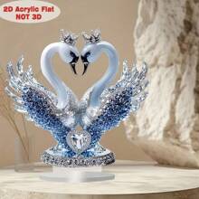 1 pièce Décoration acrylique plate 2D, Décoration de forme de cygne de couple. Parfait pour la décoration de la maison, chambre à coucher, salon et bureau. Parfait pour la maison, le café, le mariage, l'anniversaire, la remise des diplômes, cadeaux pour la famille et les amis.