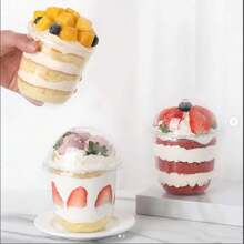 10pcs/20pcs/30pcs 250ml/360ml/500ml Round Mousse Cups With Lids, Dessert And Party Food Containers, Covered Food Containers Suitable For Desserts, Cakes, Fruits, Living Room, Kitchen And Office, Wedding, Party, Birthday, Holiday And Party Supplies