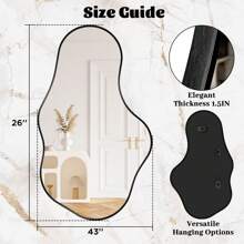 Asymmetric Wall Mirror - Black Irregular Abstract Wall Mirror Nautical Aluminum Alloy Frame Wall Mirror, Living Room, Bedroom, Bathroom, Entrance Passage, Wardrobe