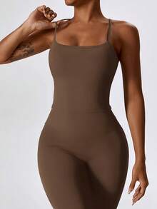 Yefecy Breathable Yoga Bra Outdoor Gym Running Sports Bra Fitness Tops For Women Quick Dry Workout Clothing Yoga Tank Top - 棕色 - 查看 3