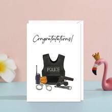 1 pièce Carte de vœux de policier, carte de félicitations pour diplômé (homme), décoration de fête, cartes de félicitations pour diplôme, cadeaux de graduation