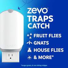 Zevo Flying Insect Trap & Cartridge - Plug In Fly Trap & Indoor Bug Catcher For Gnats, House & Fruit Flies - Mess-Free - Use In Any Room - Uses Blue & UV Light (1 Plug In Device & 1 Cartridge) - 1 Device & 1 Cartridge - View 2