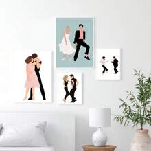 1 pièce Affiche et impression du film Grease Dansant, tableau mural moderne et drôle, peinture sur canevas minimaliste et abstraite de Pulp Fiction, décoration murale avec cadre facultatif