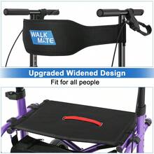 WALK MATE 2 In 1 Rollator Walker Transport Chair For Seniors, 10" Wheels Medical Rollator For Seniors With Widen Seat Backrest, Detachable & Adjustable Footrests Folding Walker Wheelchair Combo - Purple - View 9
