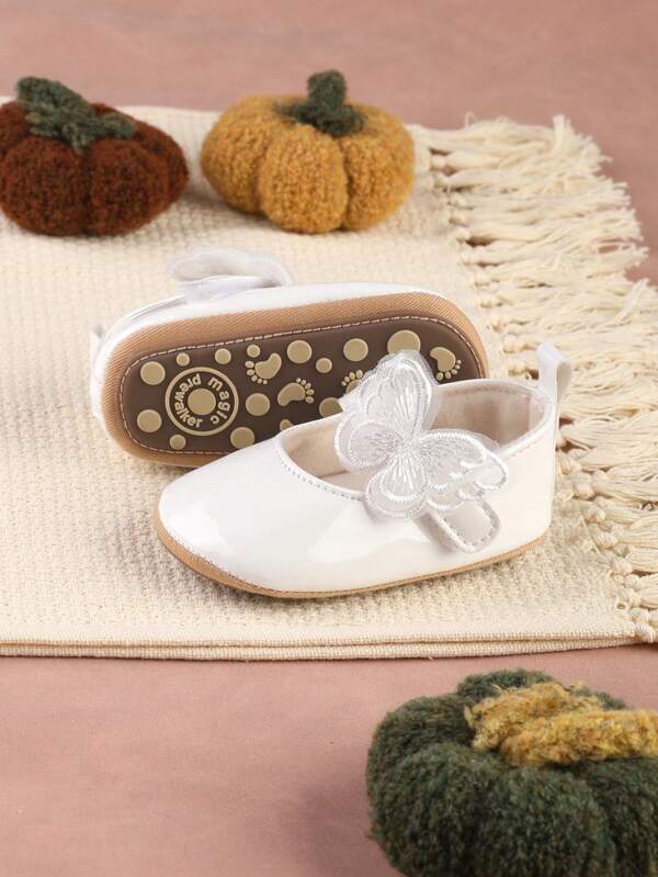 1 par de zapatos planos de cuero con lazo, punta redonda, cierre de , diseño lindo y casual, adecuados para primavera y otoño para niñas