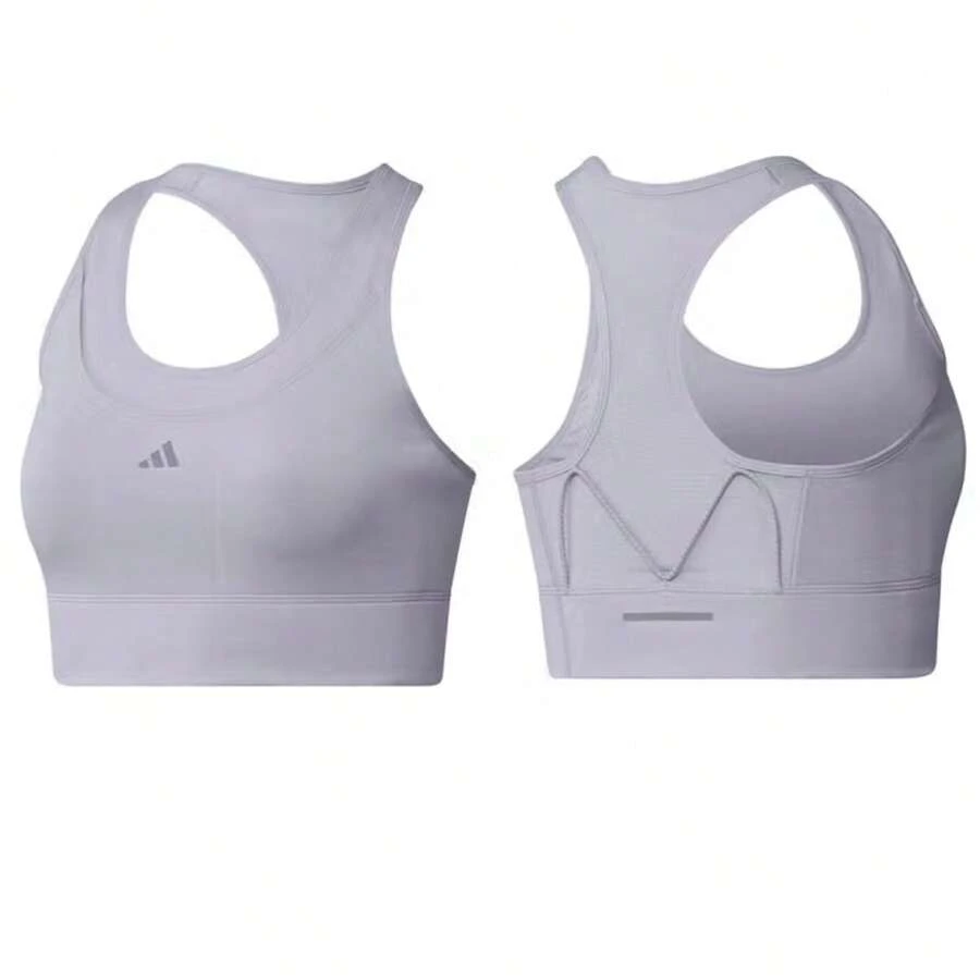 Adidas 女士日常健身标志印花运动文胸 HZ4230 - 淺紫色 - 查看 1