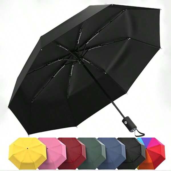 Compact Travel Umbrella - Windproof Auto Open/Close, Small Folding Umbrella For Rain - Lightweight & Durable, Waterproof Umbrella - Suitable For Backpack, Wallet, Handbag - Windproof Compact Umbrella - Portable Folding Travel Umbrella - Auto Open And Close Button