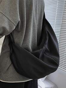 Bolso bandolera de unicolor, estilo simple y diario para mujer - Negro - Ver 2